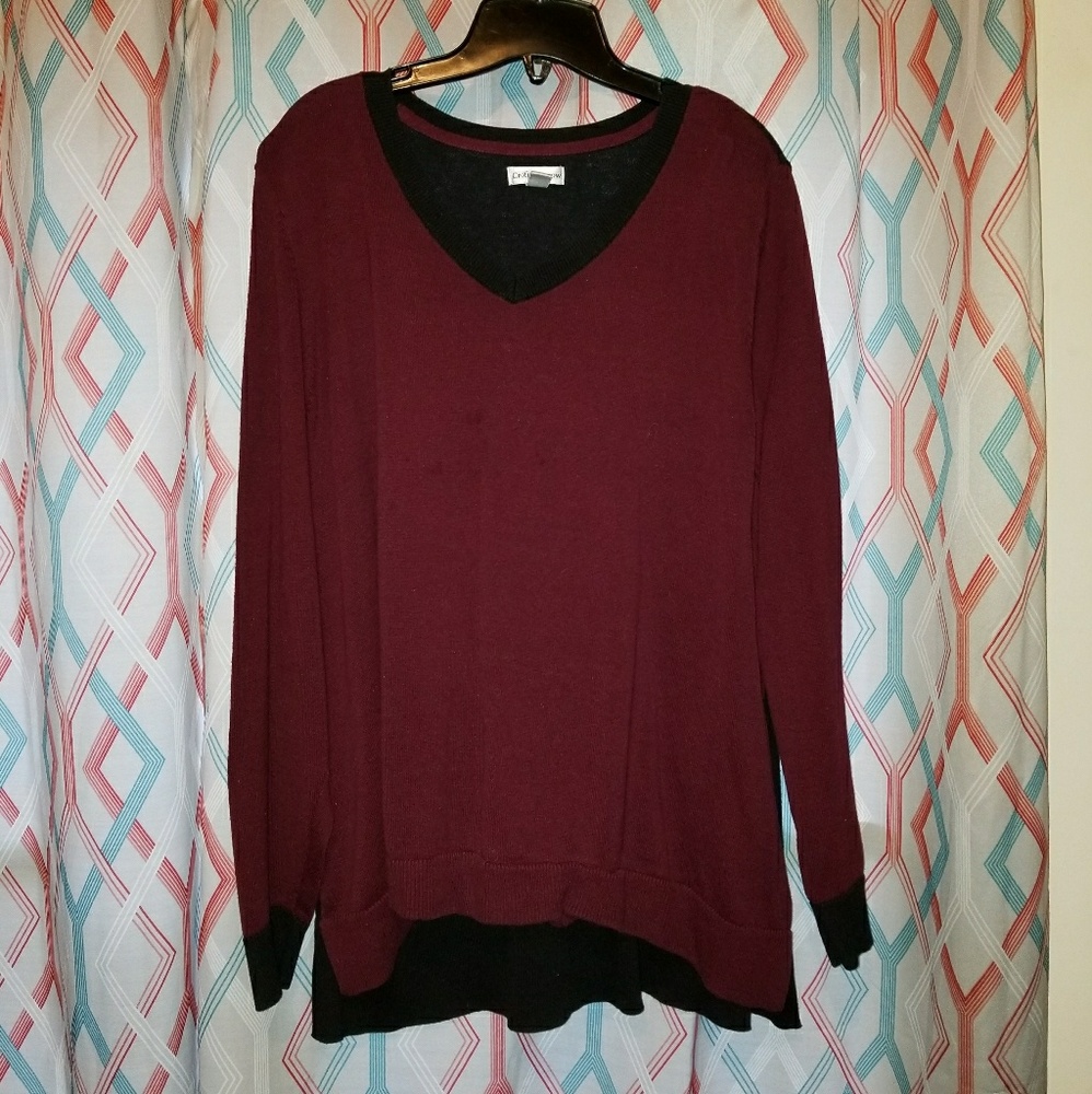 Black and maroon sweater